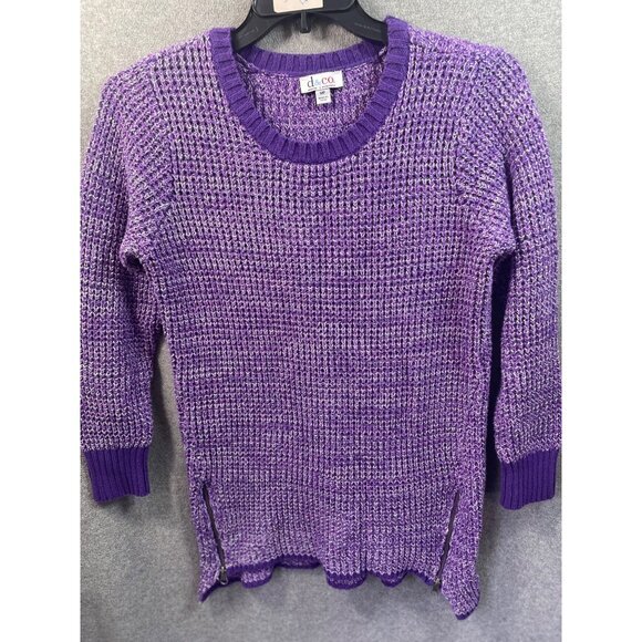D.Co Womens Purple Knit Sweater With Zipper Detail Size S Cozy &‎ Stylish - Picture 3 of 11